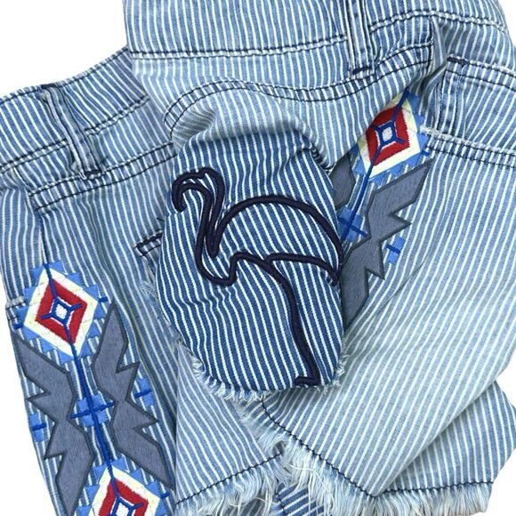 Sandrine Rose x Free People The Short Embroidered Denim Cut-Offs - Size 27 - Picture 3 of 7